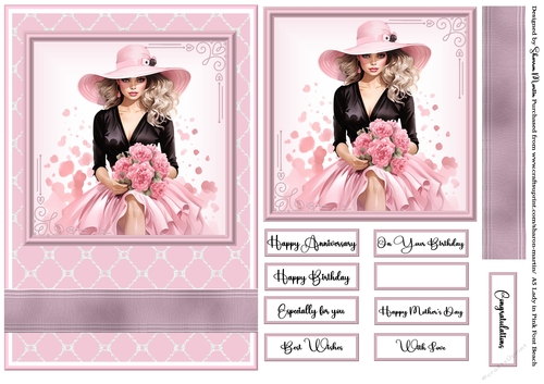 A5 Lady in Pink Quick Card 2