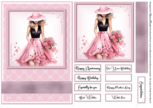 A5 Lady in Pink Quick Card 3