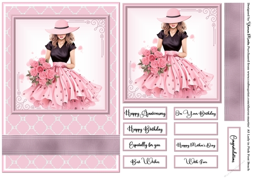 A5 Lady in Pink Quick Card 4