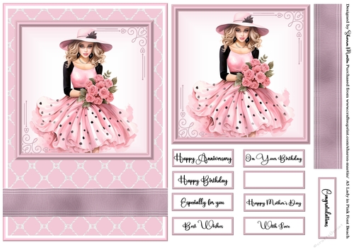 A5 Lady in Pink Quick Card 5