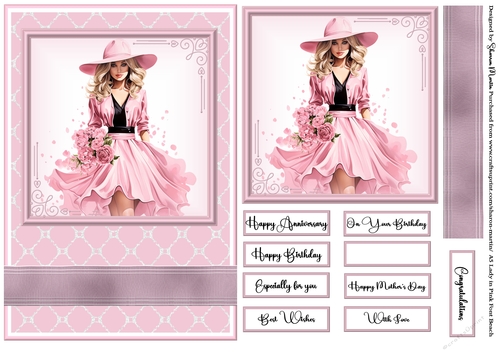 A5 Lady in Pink Quick Card 9
