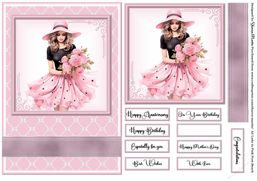A5 Lady in Pink Quick Card 10
