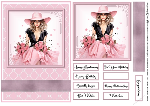 A5 Lady in Pink Quick Card 11
