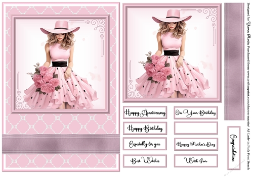 A5 Lady in Pink Quick Card 12