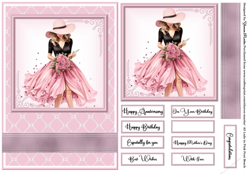 A5 Lady in Pink Quick Card 13