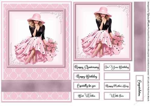 A5 Lady in Pink Quick Card 14