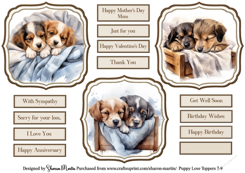 Puppy Love Toppers 7-9 with sentiments