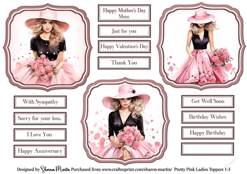 Pretty Pink Ladies Toppers 1-3