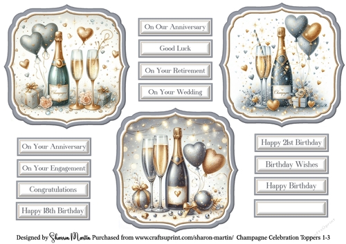 Champagne Celebrations Triple Toppers with Sentiments