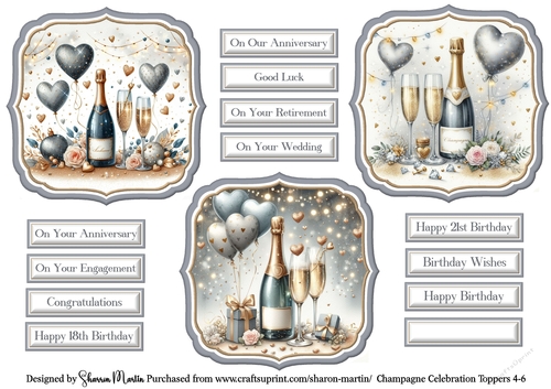 Champagne Celebrations Triple Toppers 4-6 with Sentiments