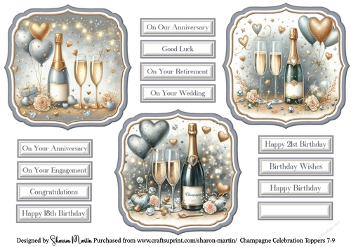 Champagne Celebrations Triple Toppers 7-9 with Sentiments