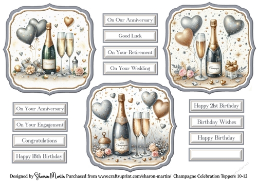 Champagne Celebrations Triple Toppers 10-12 with Sentiments