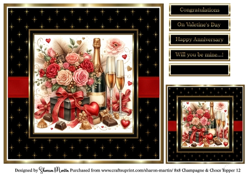 8x8 Champagne & Chocs Topper 12