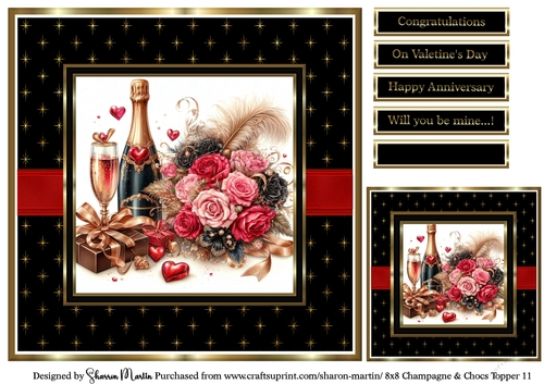 8x8 Champagne & Chocs Topper 11