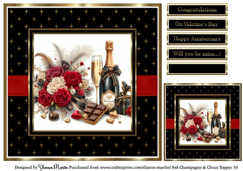 8x8 Champagne & Chocs Topper 10