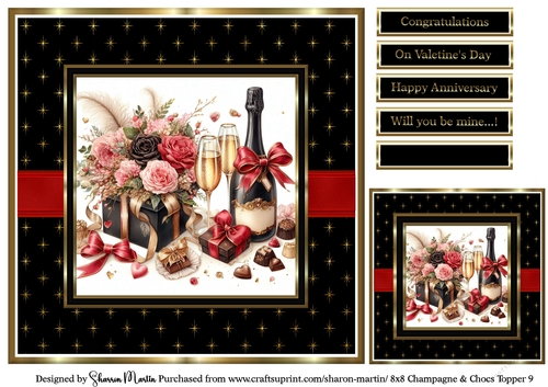 8x8 Champagne & Chocs Topper 9