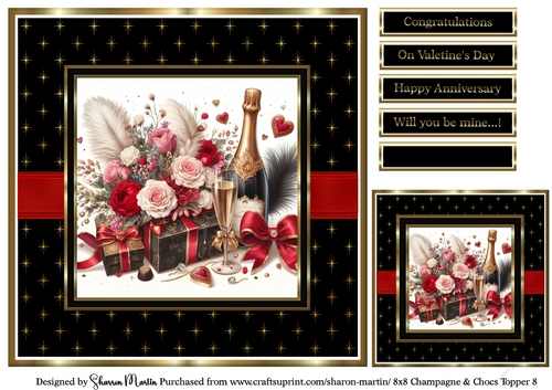 8x8 Champagne & Chocs Topper 8
