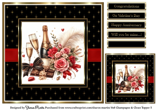 8x8 Champagne & Chocs Topper 5