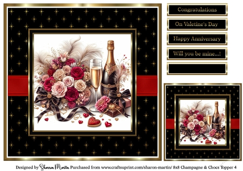 8x8 Champagne & Chocs Topper 4