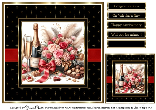 8x8 Champagne & Chocs Topper 3