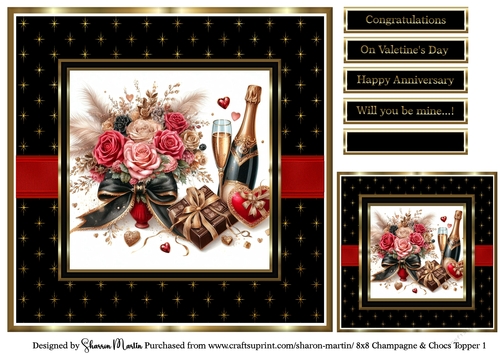 8x8 Champagne & Chocs Topper 1