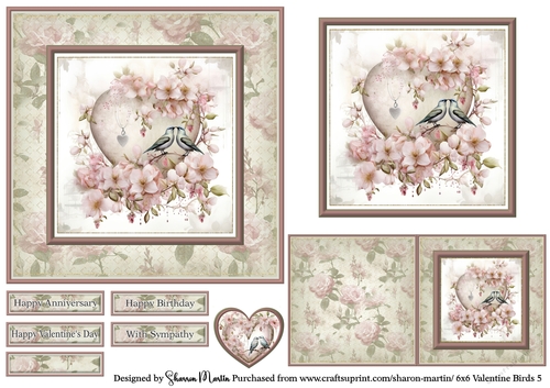 6x6 Valentine Birds 5 Quick Card