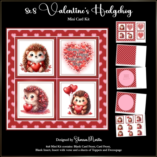 8x8  Valentines Hedgehogs 1 Mini Kit 