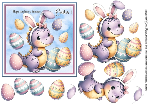 15x15cm Easter Bunny Card Front (6x6) or Topper 1 with Decoupage 