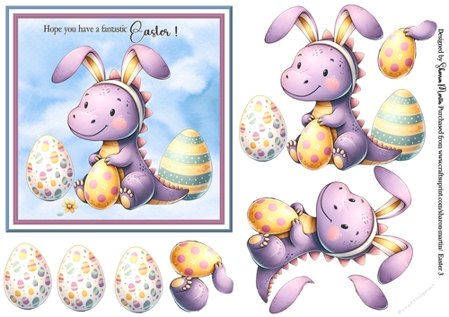 15x15cm Easter Bunny Card Front (6x6) or Topper 3 with Decoupage 