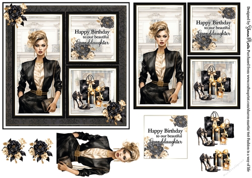 6x6 Fashion is a way of life Card Front, Topper and Decoupage - Granddaughter 
