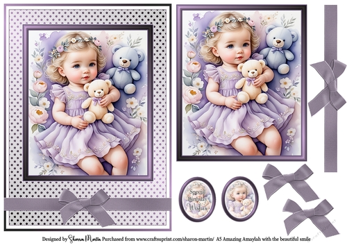 A5 Amazing Amaylah Card Front, Topper and sentiments