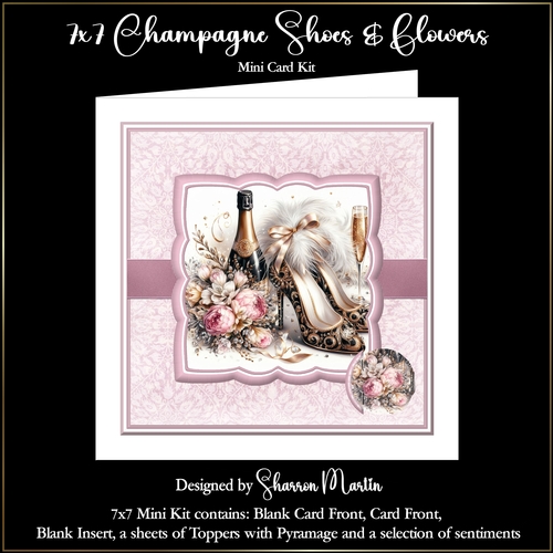 7x7 Champagne Shoes & Flowers Mini Kit - x4 A4 Sheets 
