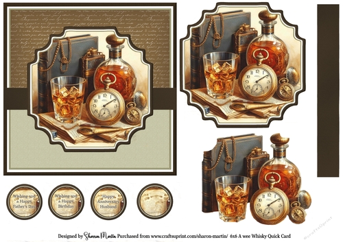 6x6 A wee whisky Card Front Topper and sentiments