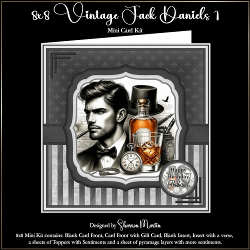 8x8 Vintage Jack Daniels Mini Kit 1 - x6 A4 Sheets 