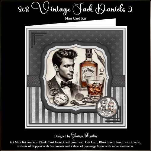 8x8 Vintage Jack Daniels Mini Kit 2 - x6 A4 Sheets 