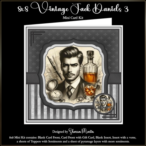 8x8 Vintage Jack Daniels Mini Kit 3 - x6 A4 Sheets 