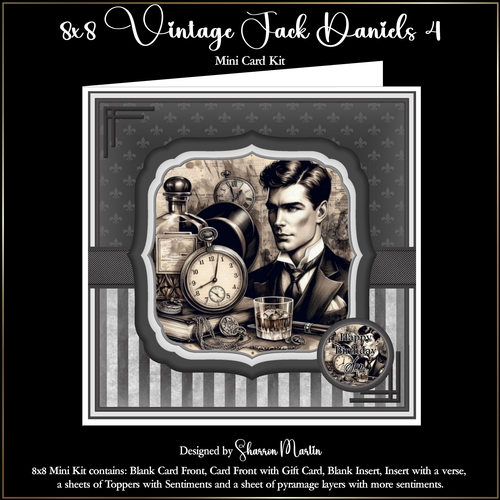 8x8 Vintage Jack Daniels Mini Kit 4 - x6 A4 Sheets 