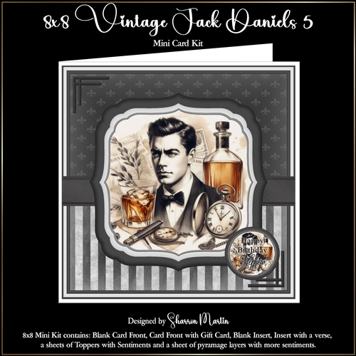 8x8 Vintage Jack Daniels Mini Kit 5 - x6 A4 Sheets 