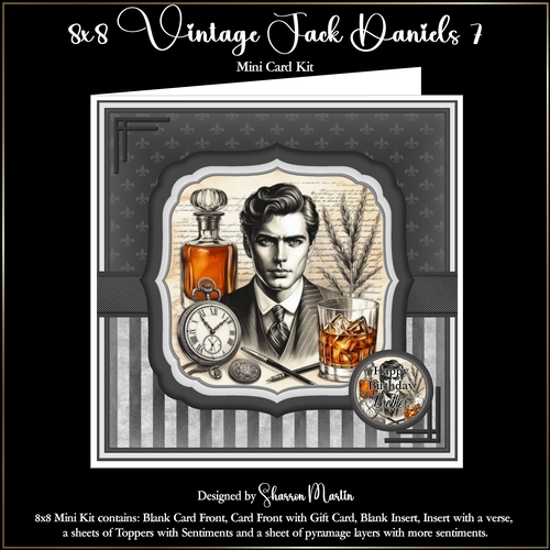 8x8 Vintage Jack Daniels Mini Kit 7 - x6 A4 Sheets 