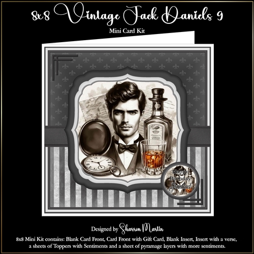 8x8 Vintage Jack Daniels Mini Kit 9 - x6 A4 Sheets 