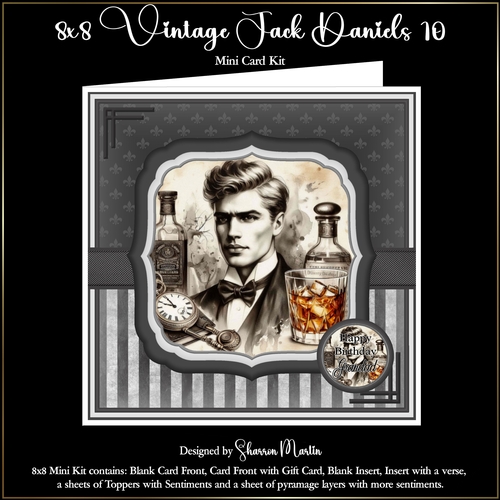 8x8 Vintage Jack Daniels Mini Kit 10 - x6 A4 Sheets 