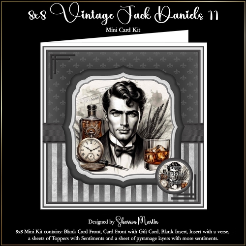 8x8 Vintage Jack Daniels Mini Kit 11 - x6 A4 Sheets 