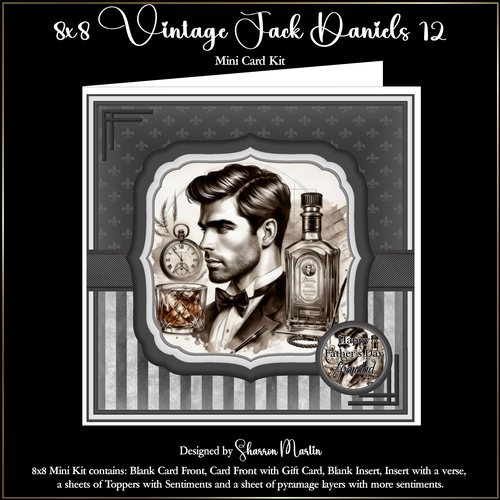 8x8 Vintage Jack Daniels Mini Kit 12 - x6 A4 Sheets 