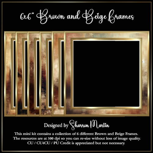 6x6 Brown and Beige Frames - 1-6 Frames in PNG & JPEG