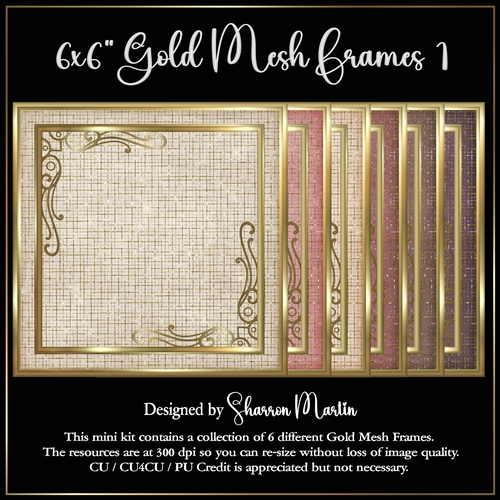 6x6 Gold Mesh Frames - 6 Frames in JPEG