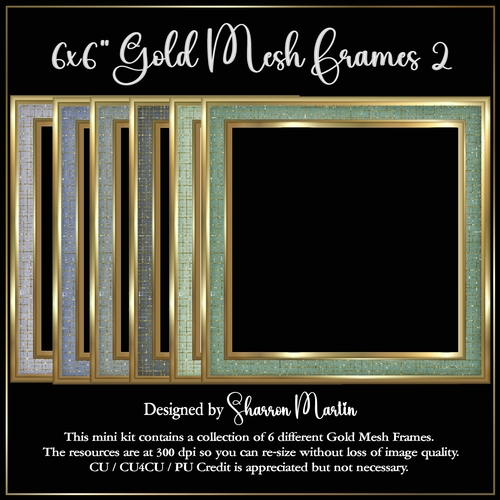 6x6 Gold Mesh Frames Collection 2 - x6 Frames in JPEG & PNG