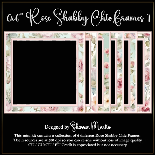 6x6 Rose Shabby Chic Frames - x6 Frames PNG