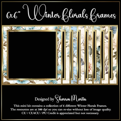6x6 Winter Florals - x8 Frames PNG