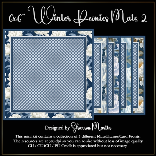 6x6 Winter Peonies Mat/Frames 2 - x5 in PNG
