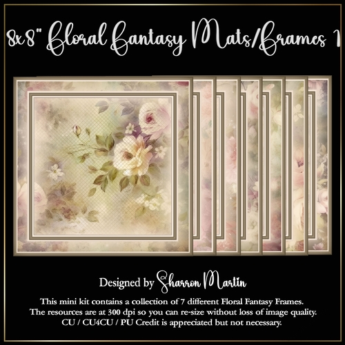 8x8 Floral Fantasy 1 Mats-Frames - 7 in PNG